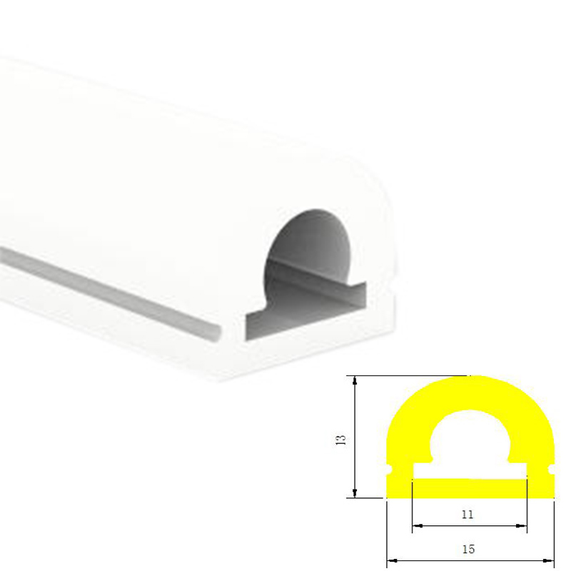 Flexible Silicone LED Light Diffuser Outdoor Linear Profile 180° Top Emitting 15*13mm Flexible Silicone LED Light Diffuser Outdoor Linear Profile 180° Top Emitting 15*13mm